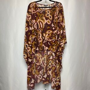 cha cha vente Womenʻs Hi Lo Hem Boxy Drop Shoulder Sheer Cover Up Medium
